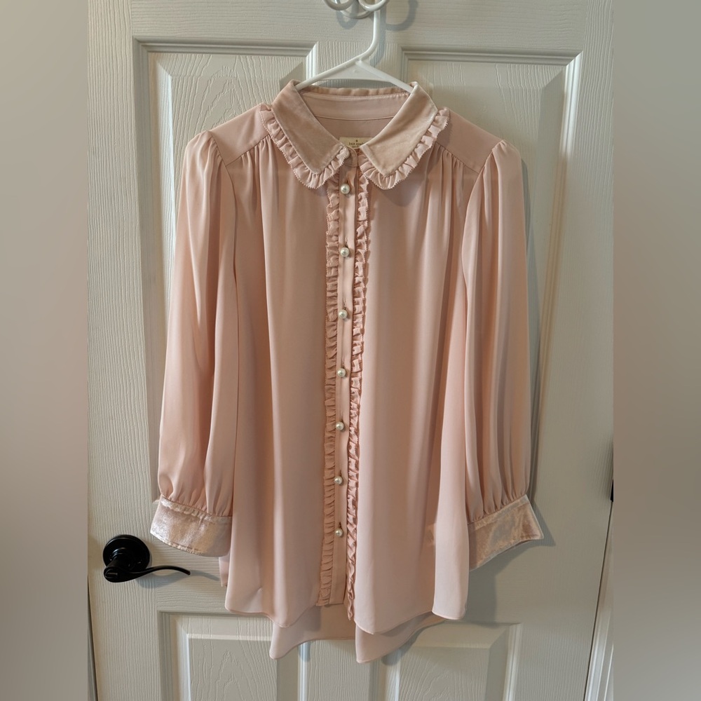 Kate Spade Blush Pink Ruffle Blouse